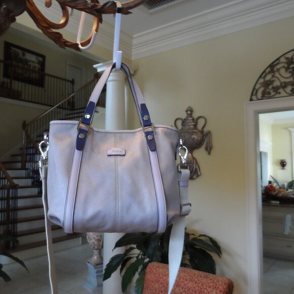 Tod's Mauve Coated Canvas/Leather Trim Top Handles/Crossbody Handbag